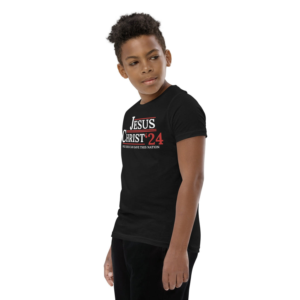 Jesus Christ ‘24:  Only Jesus Can Save This Nation Youth Shirt, Christian Shirts for Kids, Matching Christian Family Shirts