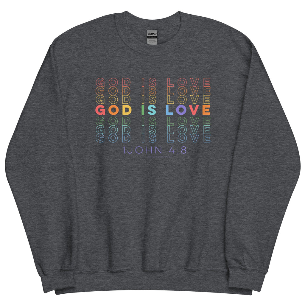 God Is Love 1 John 4:8 Christian Bible Verse Crewneck Sweatshirt with Back Print, Christian Christmas Gifts