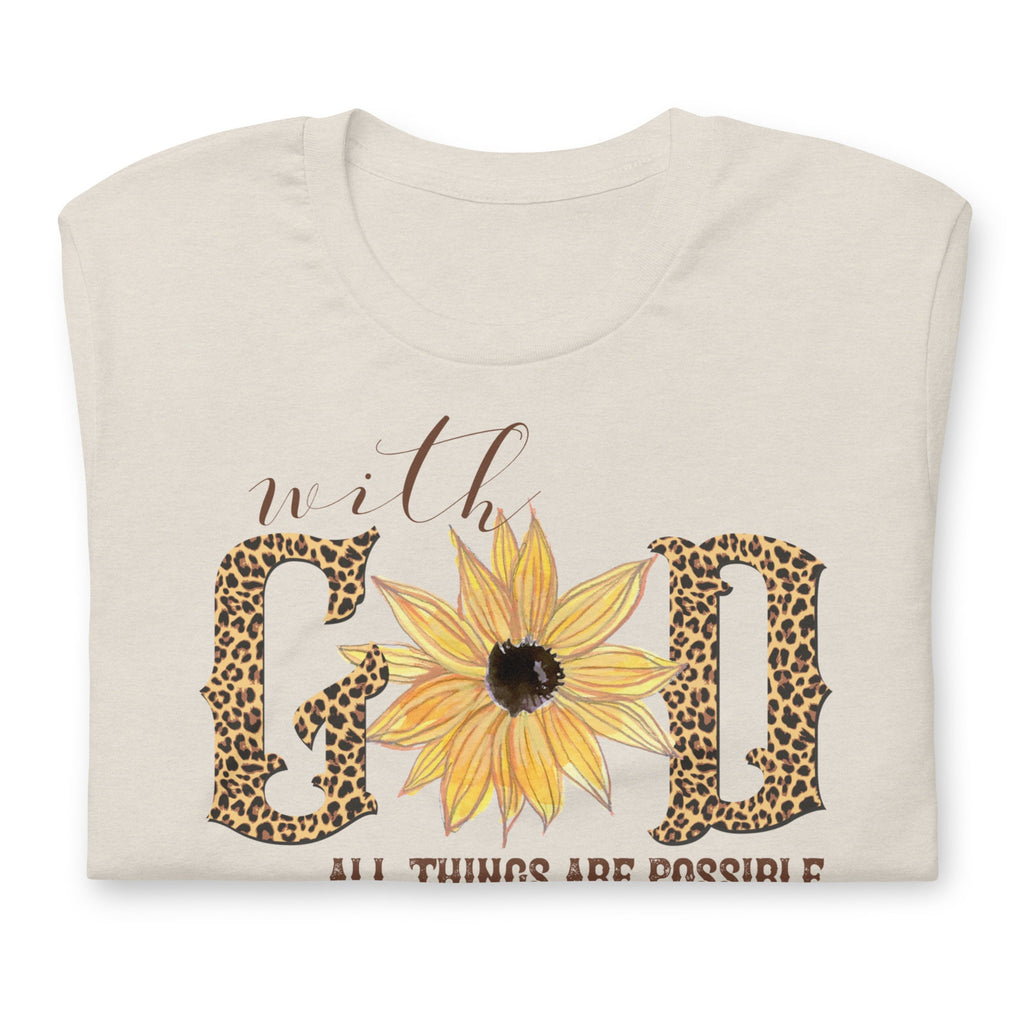 With God All Things Are Possible Shirt, Christian Bible Verse Shirt with Flower, Matthew 19:26, Christian Gifts for Women