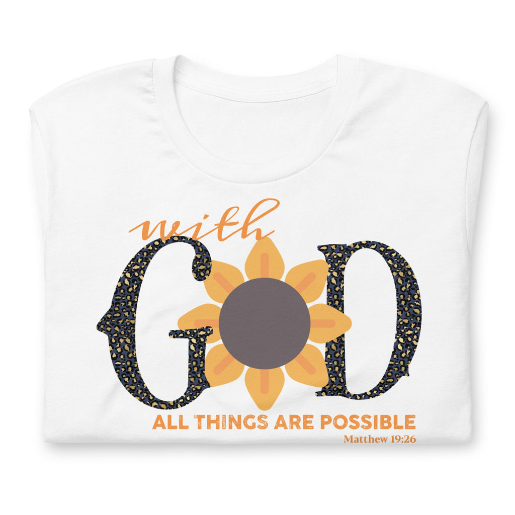 With God All Things Are Possible T Shirt, Christian Floral Bible Verse Shirts for Women, Christian Gifts for Her