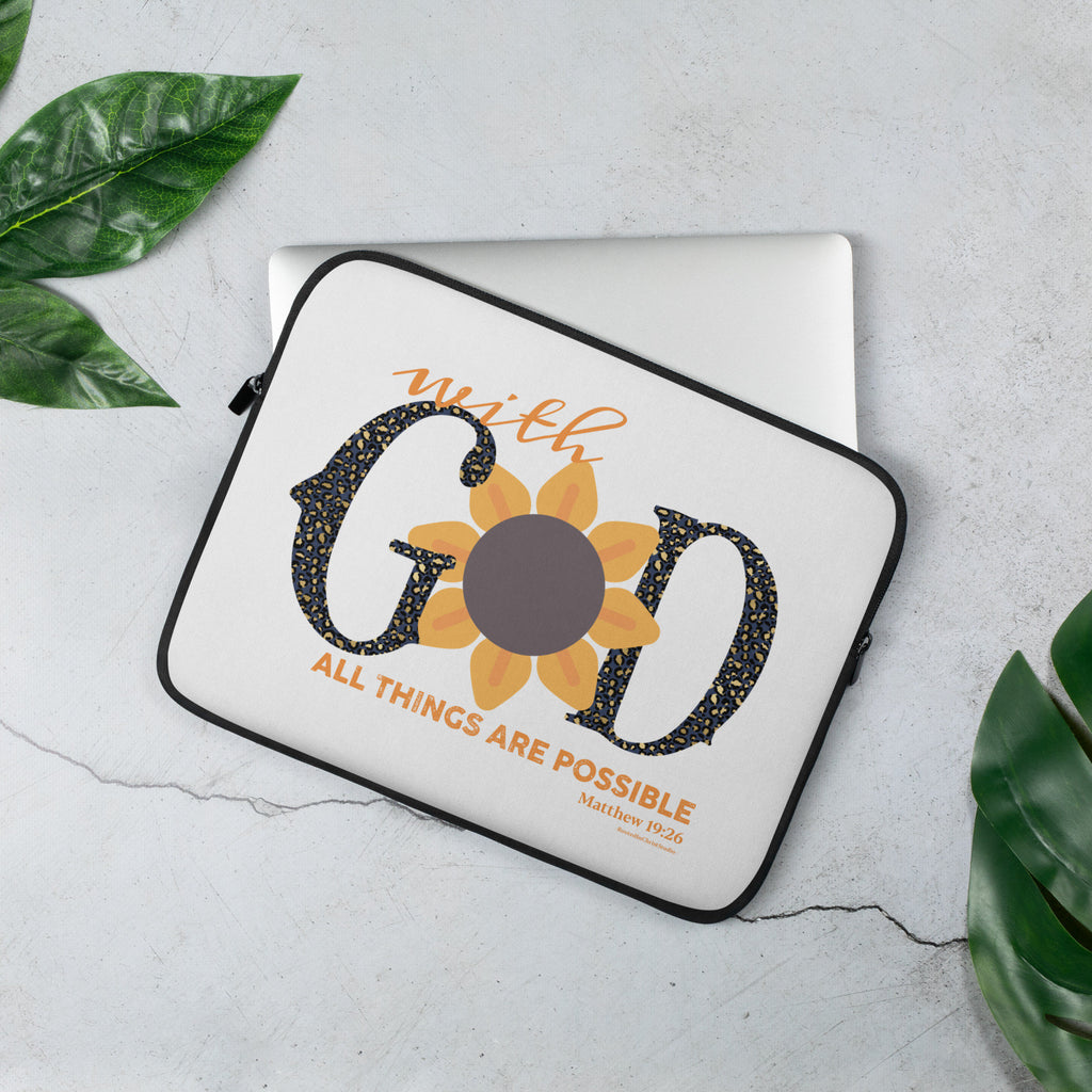 With God All Things Are Possible Laptop Sleeve, Christian Accessories, Christian Gifts for Her