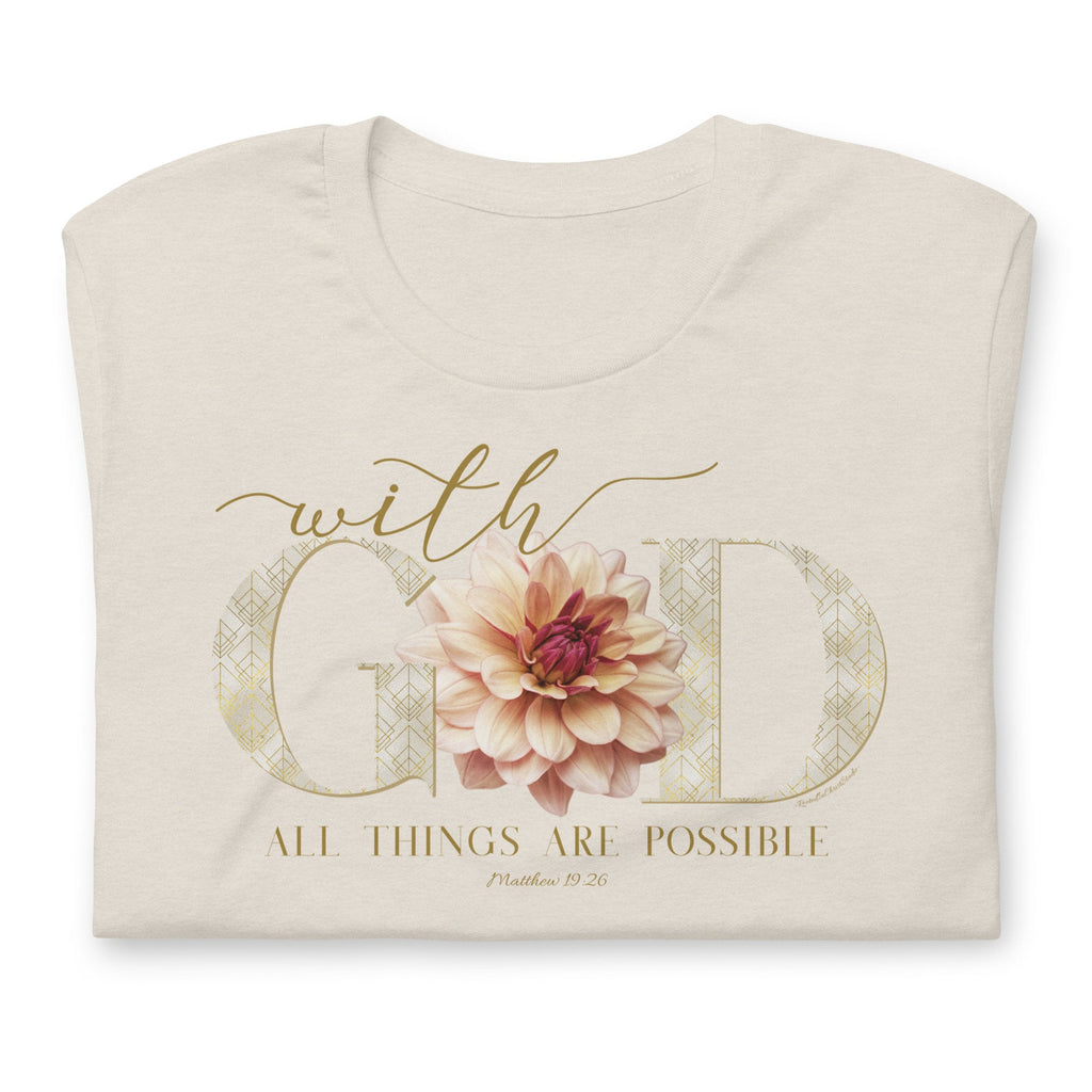 With God All Things Are Possible T Shirt, Christian Bible Verse Shirts for Women, Christian Gifts, Matthew 19:26